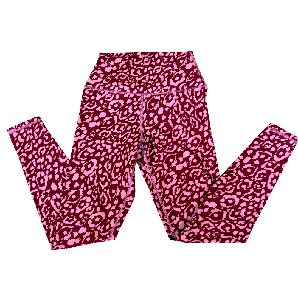 Spiritual Gangster Leopard Print‎ High Waist Leggings S Pink Burgundy Activewear